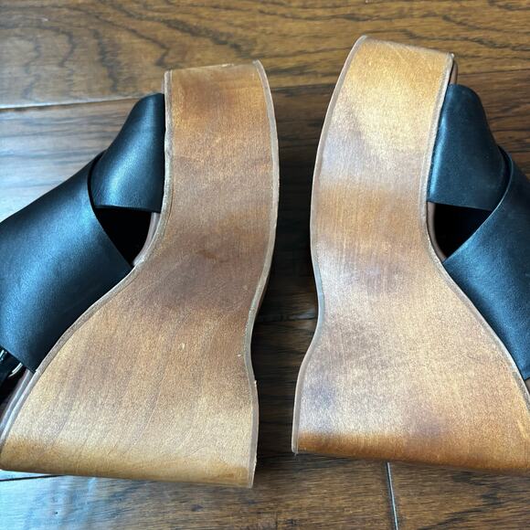Jeffrey Campbell Fiddle Platform Wedge Heels Sz 6 Black Slingback - Picture 14 of 14